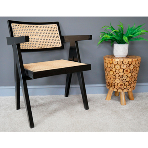 Black Wood & Cane Chair