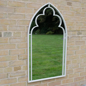 Ornate White Arched Wall Mirror 108cm x 60cm
