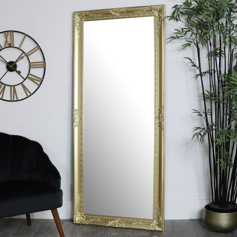 Full Length French Style Mirrors, Large Ornate White Wall Floor Mirror 92cm X 168cm