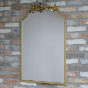Gold Arched Floral Wall Mirror 99cm x 61cm