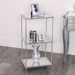 3 Tier Silver Mirrored Shelving 
