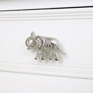 Silver Elephant Drawer Knob 