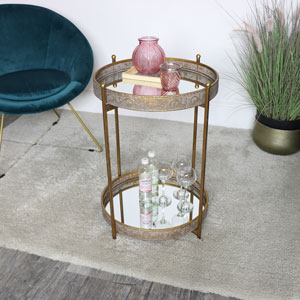 Gold Mirrored Vintage Side Table 