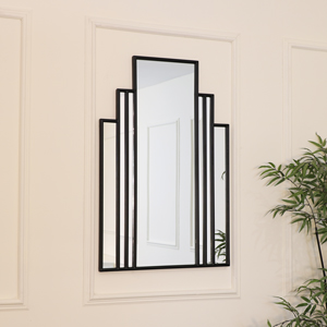 Black Fan Art Deco Wall Mirror 90cm x 59cm 