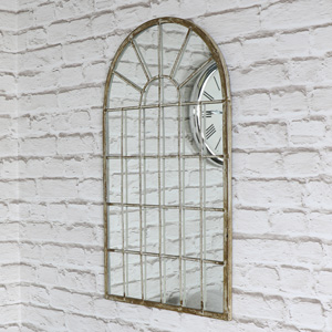 Wall Mounted Rustic Arched Window Mirror 