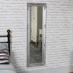 Tall Silver Mirror with Bevelled Glass 47cm x 142cm