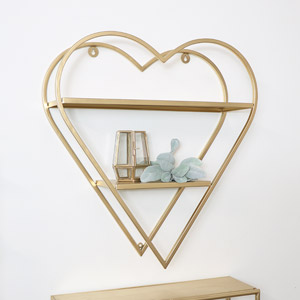 Gold Metal Heart Shaped Shelf