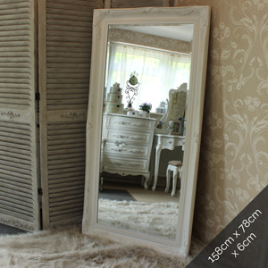 Extra Large Vintage White Wall/Floor/Leaner Mirror 158cm x 78cm