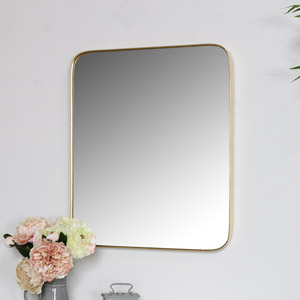 Gold Thin Framed Rectangle Wall Mirror