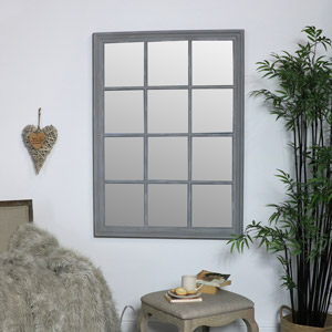 Large Grey Rectangle Window Mirror