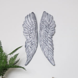 Pair of Grey Angel Wings Wall Art