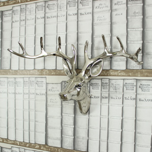 Silver Metal Stags Head - 38cm x 25cm