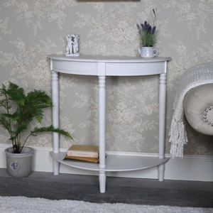 Antique White Half Moon Console Table 