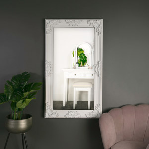 Large Ornate White Wall / Leaner Mirror 70cm x 120cm