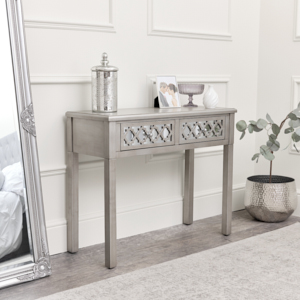 Silver Mirrored Console Table / Dressing Table - Sabrina Silver Range