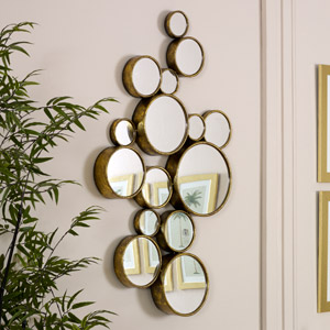 Gold Multi Circle Wall Mirror 61cm x 103cm