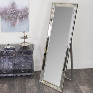 Bevelled Freestanding Beaded Cheval Mirror 56cm x 168cm