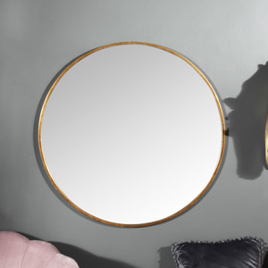 Large Round Gold Framed Wall Mirror 80cm x 80cm