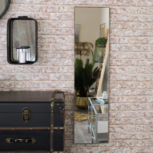 Full Length Wall Mirror with Dark Wood Frame 31cm x 121cm