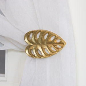 Pair of Gold Monstera Leaf Curtain Holdbacks