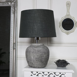 Grey Round Table Lamp 