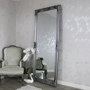 Huge Ornate Antique Silver Full Length Wall/Floor Mirror 85cm x 210cm