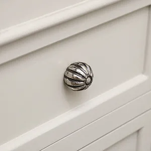Antique Silver Round Scalloped Drawer Knob