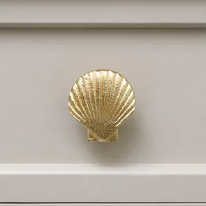 Gold Scallop Sea Shell Drawer Knob