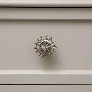 Shiny Silver Sun Drawer Knob