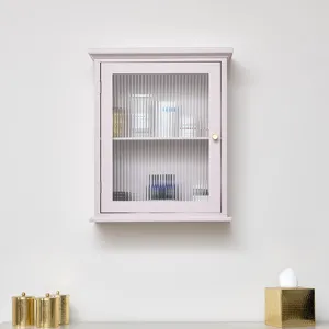 Pink Reeded Glass Fronted Wall Cabinet