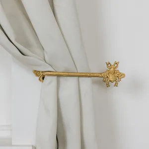 Set of 2 Antique Gold Metal Bumblebee Curtain Tie Backs