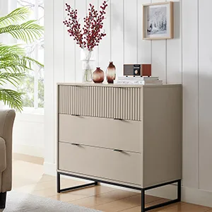 Large 3 Drawer Chest of Drawers - Hesley Taupe Stone Range