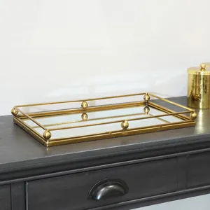 Gold Rectangle Mirrored Tray