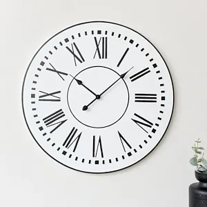 Large Metal Black & White Wall Clock 76cm x 76cm