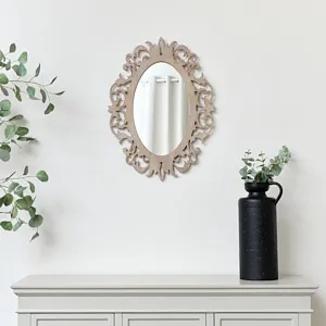 Ornate Vintage Framed Washed Wooden Wall Mirror 48cm x 65cm