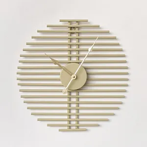 Khaki Green & Gold Line Detailed Wall Clock 40cm x 40cm