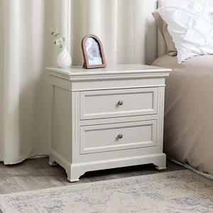 Large Taupe-Grey Two Drawer Bedside Table - Daventry Taupe-Grey Range 