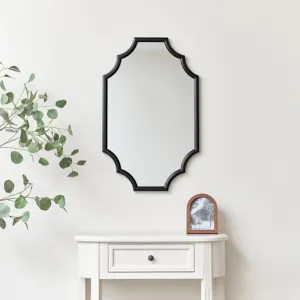 Black Satin Geometric Framed Wall Mirror 80cm x 50cm