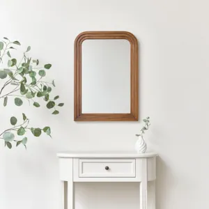 Dark Wood Arched Frame Wall Mirror 50cm x 70cm	