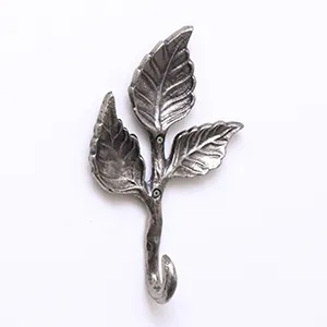 Antique Silver Leaf Detail Textured Wall Hook