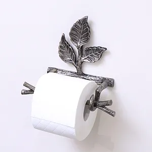 Antique Silver Leaf Detail Textured Toilet Roll Holder