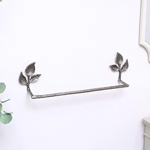 Antique Silver Leaf Detail Textured Towel Rail 62cm