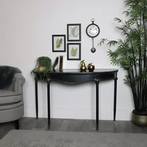 Large Vintage Half Moon Metal Console Table 