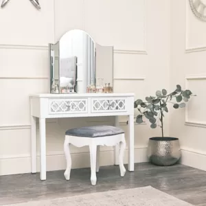 White Mirrored Console Table / Dressing Table - Sabrina White Range
