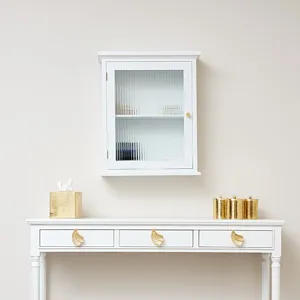 White Reeded Glass Fronted Wall Cabinet