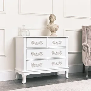 Pays Blanc Range - Antique White 2 Over 2 Chest of Drawers