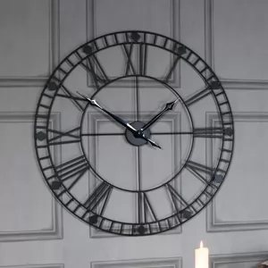 Large Black Iron Skeleton Wall Clock