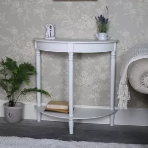 Antique White Half Moon Console Table 