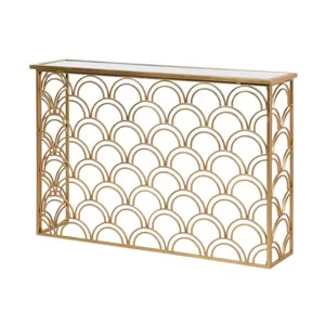 Slim Gold Mirrored Art Deco Console Table 