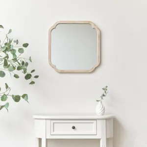 Square Natural Washed Wood Framed Wall Mirror 50cm x 50cm
